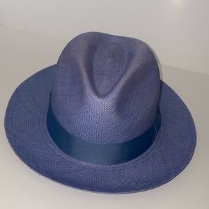 Fedora style Light blue straw hat ,  an original Panama hat made in Ecuador.